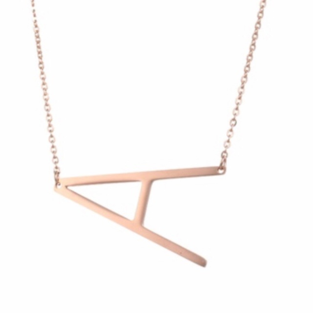 Rose gold plated letter “A” necklace - Picture 2 of 3